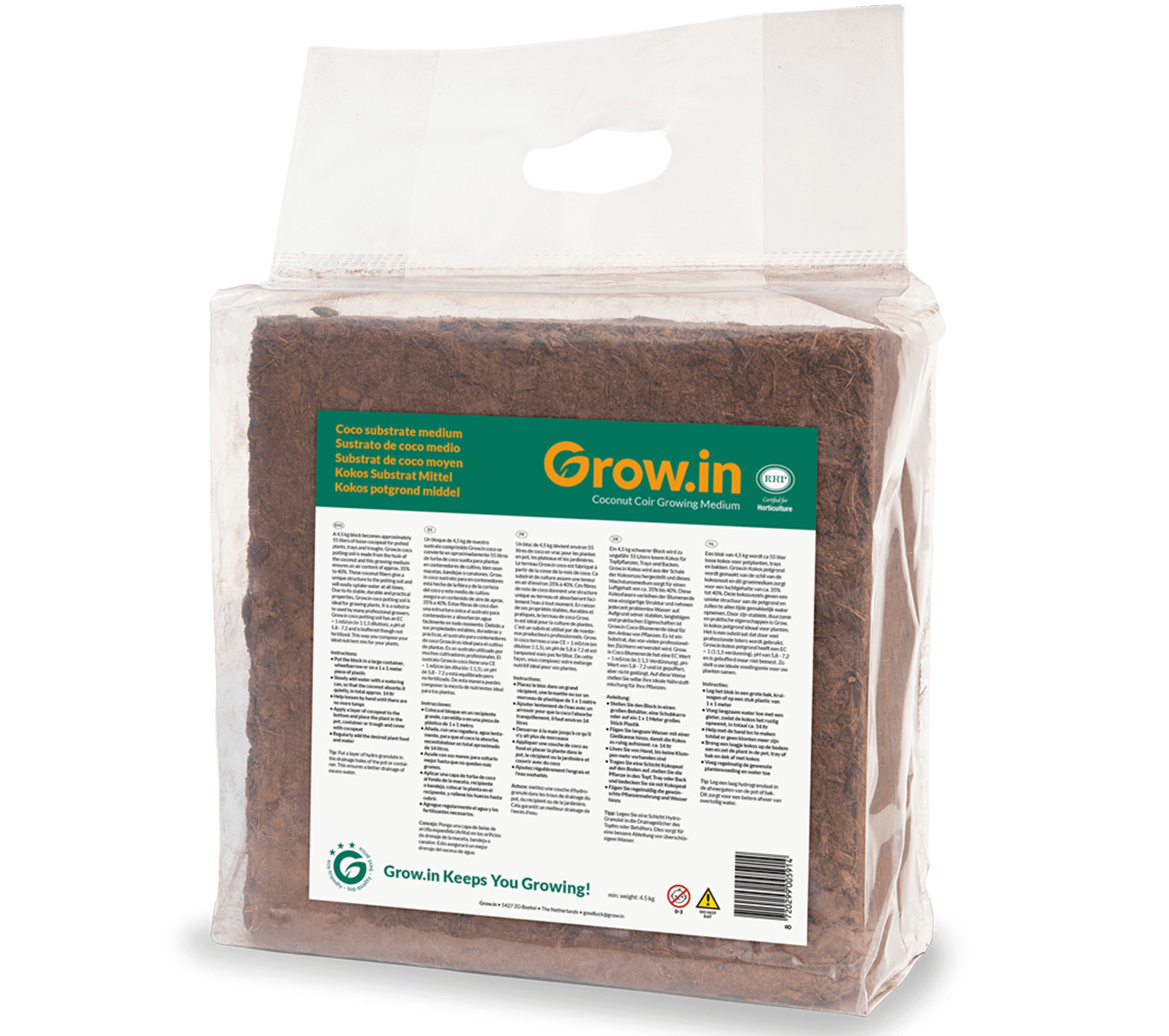 grow.in kokos potgrond mix blok nat