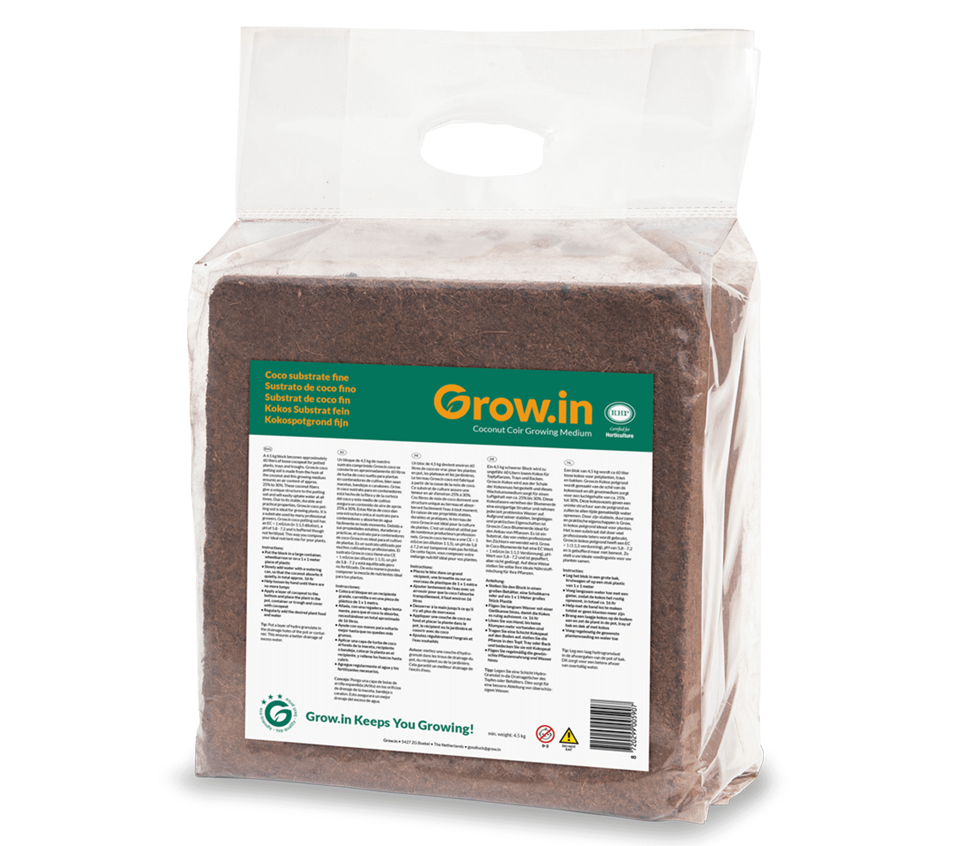 grow.in kokos potgrond fijn blok nat